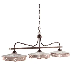 Lampada Sospesa 3 Luci Vintage Ceramica e Ferro Fatta a Mano - Alessandria