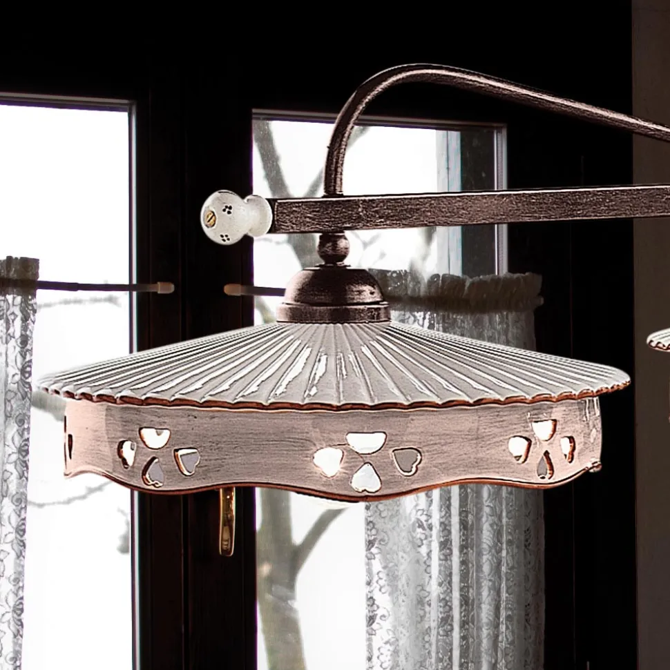 Lampada Sospesa 3 Luci Vintage Ceramica e Ferro Fatta a Mano - Alessandria