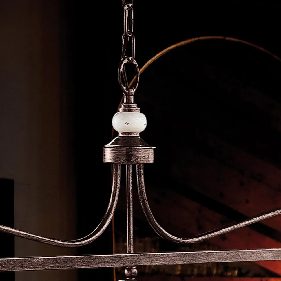 Lampada Sospesa 3 Luci Vintage Ceramica e Ferro Fatta a Mano - Alessandria