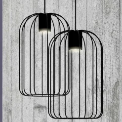 Lampada Sospesa Moderna con Struttura in Filo Metallico Made in Italy - Gabbia