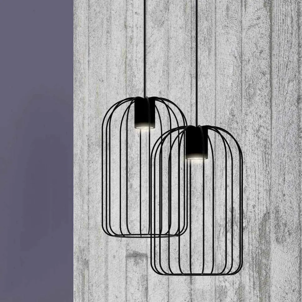 Lampada Sospesa Moderna con Struttura in Filo Metallico Made in Italy - Gabbia