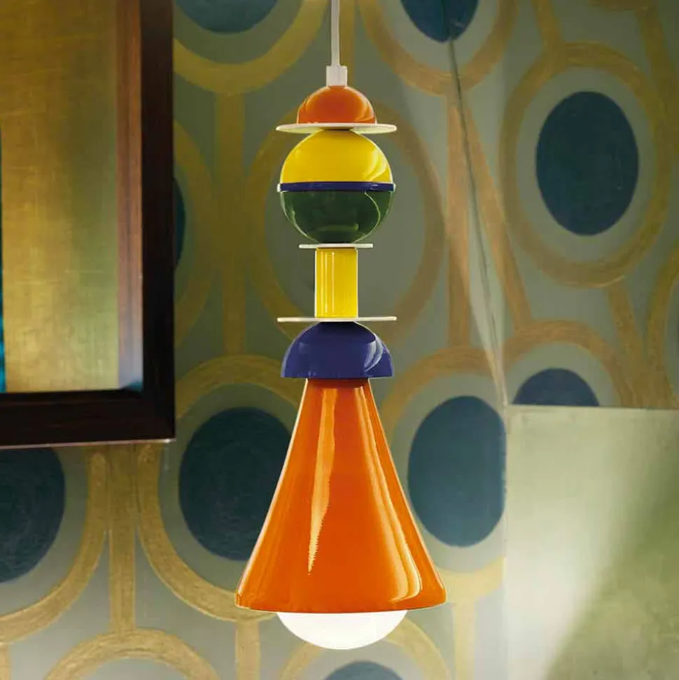 Lampada sospesa moderna multicolor Slide Otello Hanging, made in Italy