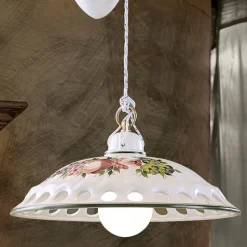 Lampada Sospesa Saliscendi Ceramica Fatta a Mano con Passanastri - Napoli