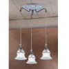 Lampada Sospesa Tonda in Ferro, Vetro, Ceramica Dipinta a Mano - Ferrara