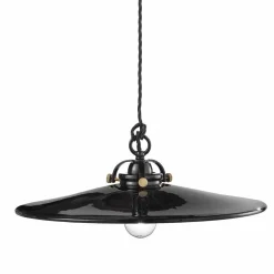 Lampada vintage a sospensione in ceramica lucida e viti dorate Betty