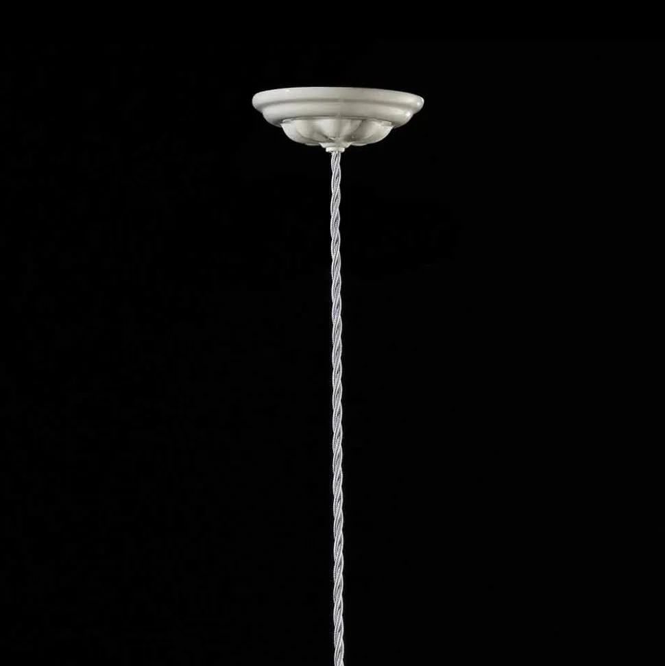 Lampada vintage a sospensione in ceramica lucida e viti dorate Betty