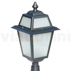 Lampioncino da Giardino in Alluminio Antracite e Vetro Sabbiato - Elric