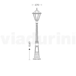 Lampione Alto 154 cm da Giardino in Vetro e 5 Finiture di Alluminio - Pinako