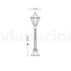 Lampione Alto 117 cm da Giardino in Vetro e 5 Finiture di Alluminio - Pinako