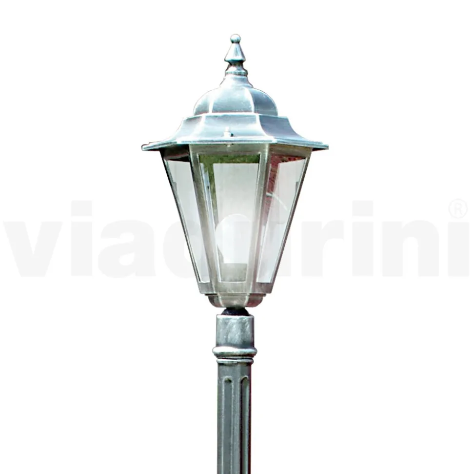 Lampione Alto 179 cm da Giardino in Vetro e 5 Finiture di Alluminio - Pinako