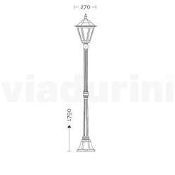 Lampione Alto 179 cm da Giardino in Vetro e 5 Finiture di Alluminio - Pinako