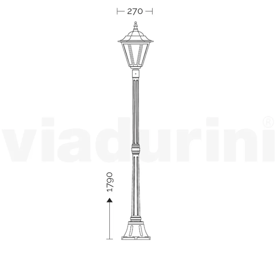 Lampione Alto 179 cm da Giardino in Vetro e 5 Finiture di Alluminio - Pinako