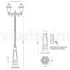 Lampione Alto 249 cm da Giardino in Alluminio Antracite e Vetro Sabbiato - Elric