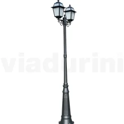 Lampione Alto 249 cm da Giardino in Alluminio Antracite e Vetro Sabbiato - Elric