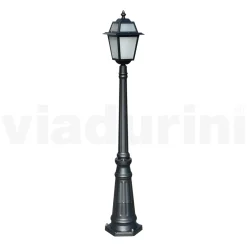 Lampione Alto 152 cm da Giardino in Alluminio Antracite e Vetro Sabbiato - Elric