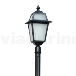 Lampione Alto 214 cm da Giardino in Alluminio Antracite e Vetro Sabbiato - Elric