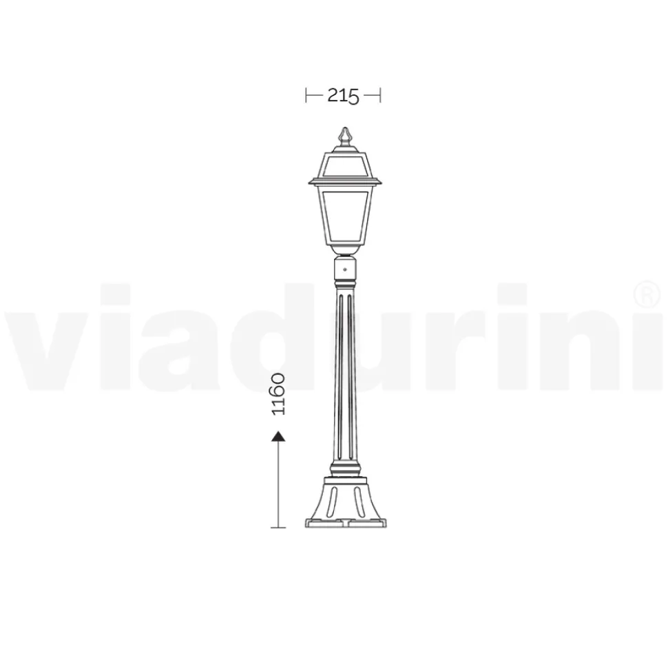 Lampione Alto 116 cm da Giardino in Alluminio Antracite e Vetro Sabbiato - Elric