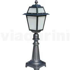 Lampione Alto 76,5 cm da Giardino in Alluminio Antracite e Vetro Sabbiato - Elric