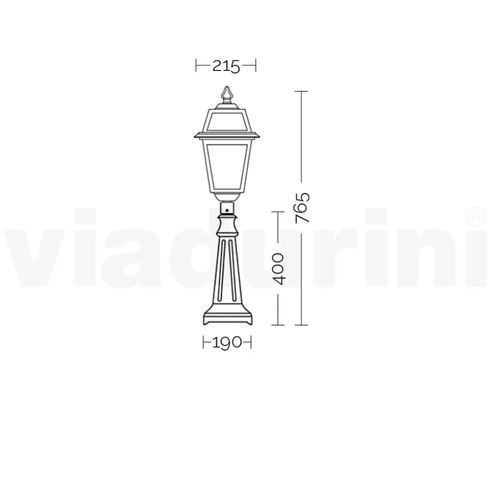 Lampione Alto 76,5 cm da Giardino in Alluminio Antracite e Vetro Sabbiato - Elric
