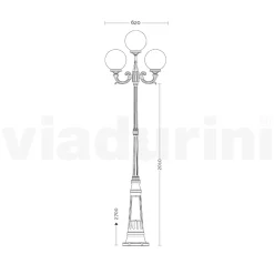 Lampione Alto 270 cm in Acrilico e Alluminio Nero Made in Italy - Trovanero