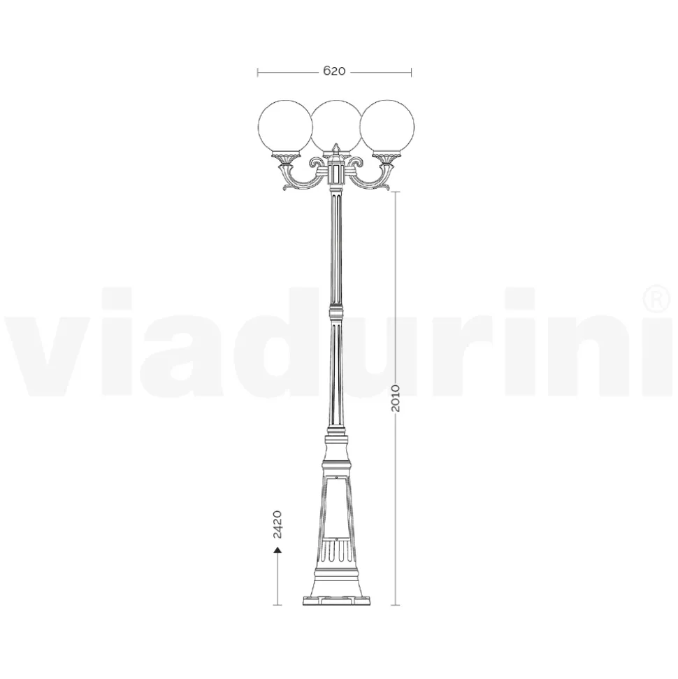 Lampione Alto 242 cm in Acrilico e Alluminio Nero Made in Italy - Trovanero