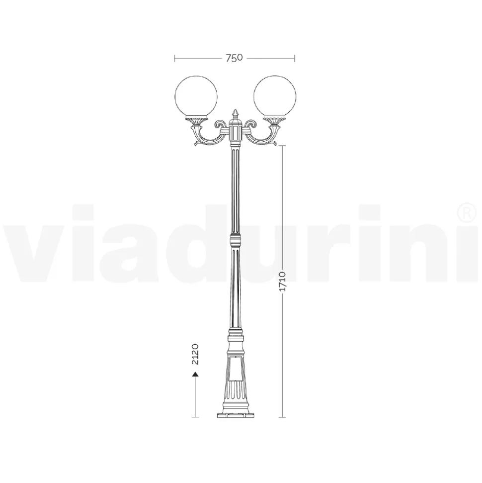 Lampione Alto 212 cm in Acrilico e Alluminio Nero Made in Italy - Trovanero