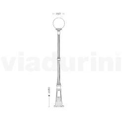Lampione Alto 208 cm in Acrilico e Alluminio Nero Made in Italy - Trovanero