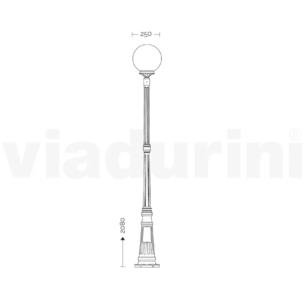 Lampione Alto 208 cm in Acrilico e Alluminio Nero Made in Italy - Trovanero