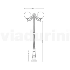 Lampione Alto 200 cm in Acrilico e Alluminio Nero Made in Italy - Trovanero