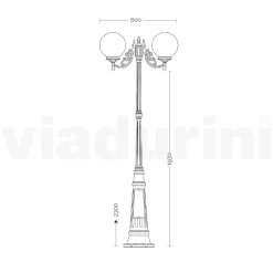 Lampione Alto 230 cm in Acrilico e Alluminio Nero Made in Italy - Trovanero