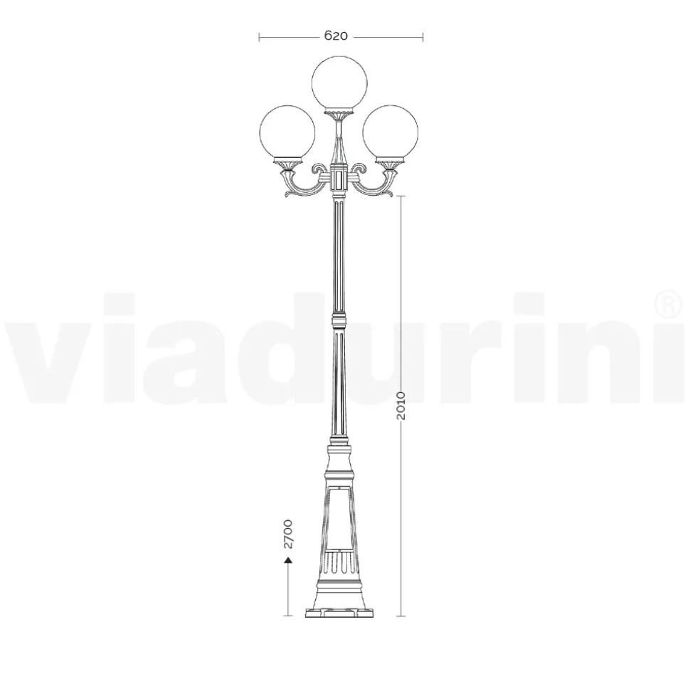 Lampione Alto 270 cm in Acrilico e Alluminio Antracite Made in Italy - Trovaantracite