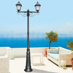Lampione Alto 255 cm in Vetro e Alluminio Antracite Made in Italy - Scintilla