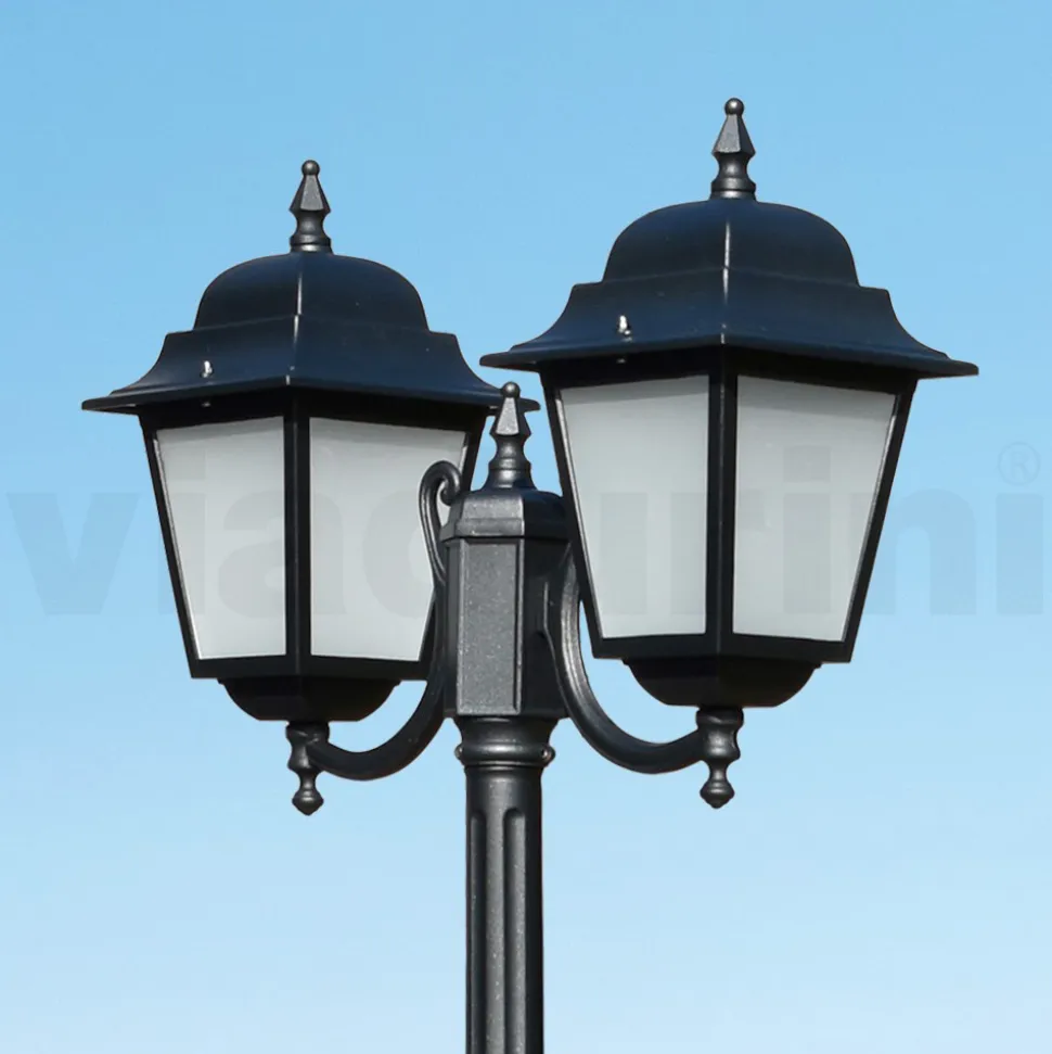 Lampione Alto 208 cm in Vetro e Alluminio Antracite Made in Italy - Scintilla