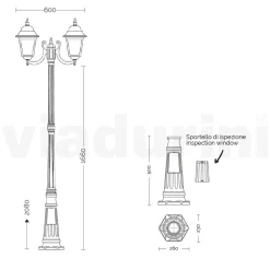 Lampione Alto 208 cm in Vetro e Alluminio Antracite Made in Italy - Scintilla
