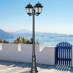 Lampione Alto 208 cm in Vetro e Alluminio Antracite Made in Italy - Scintilla