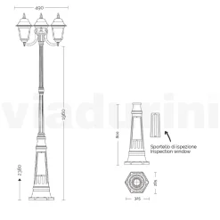 Lampione Alto 238 cm in Vetro e Alluminio Antracite Made in Italy - Scintilla