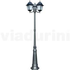 Lampione Alto 238 cm in Vetro e Alluminio Antracite Made in Italy - Scintilla
