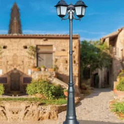Lampione Alto 238 cm in Vetro e Alluminio Antracite Made in Italy - Scintilla