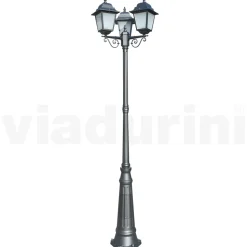 Lampione Alto 249 cm in Vetro e Alluminio Antracite Made in Italy - Scintilla