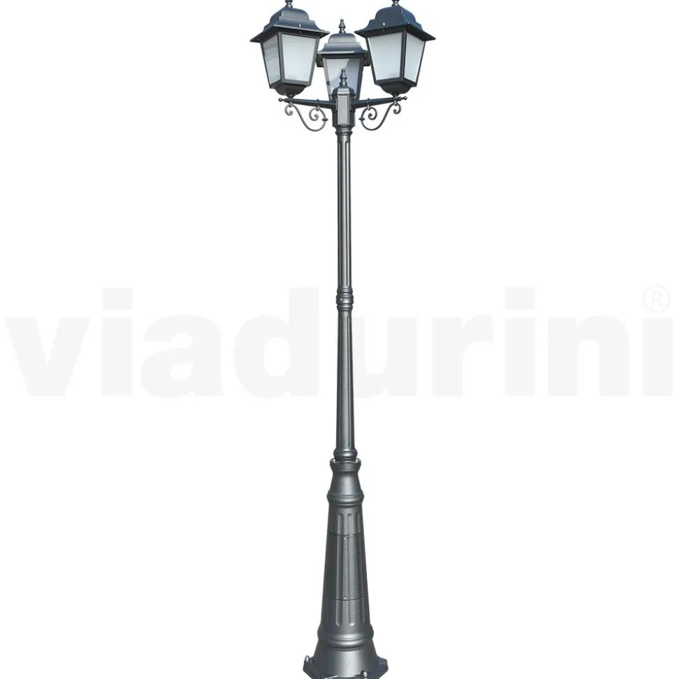 Lampione Alto 249 cm in Vetro e Alluminio Antracite Made in Italy - Scintilla