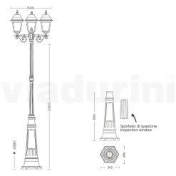 Lampione Alto 249 cm in Vetro e Alluminio Antracite Made in Italy - Scintilla