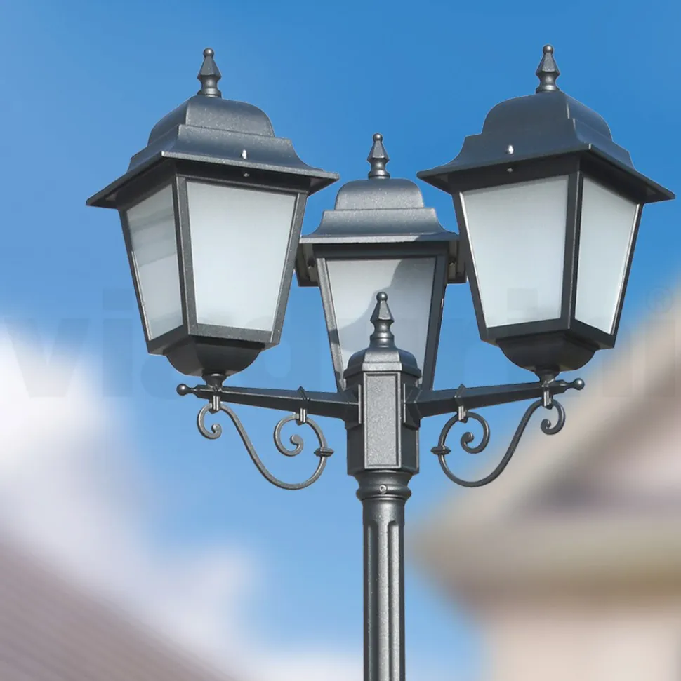 Lampione Alto 249 cm in Vetro e Alluminio Antracite Made in Italy - Scintilla