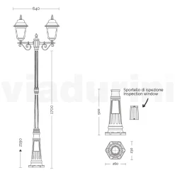 Lampione Alto 219 cm in Vetro e Alluminio Antracite Made in Italy - Scintilla