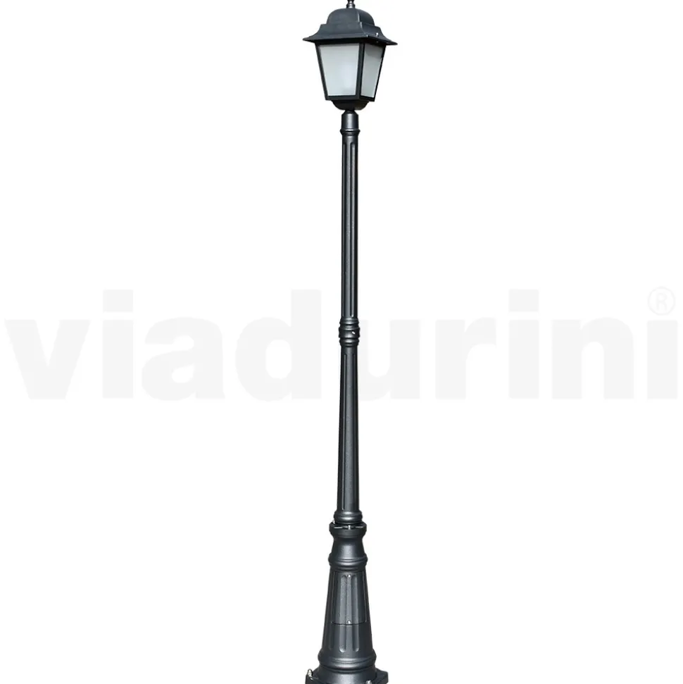 Lampione Alto 214 cm in Vetro e Alluminio Antracite Made in Italy - Scintilla