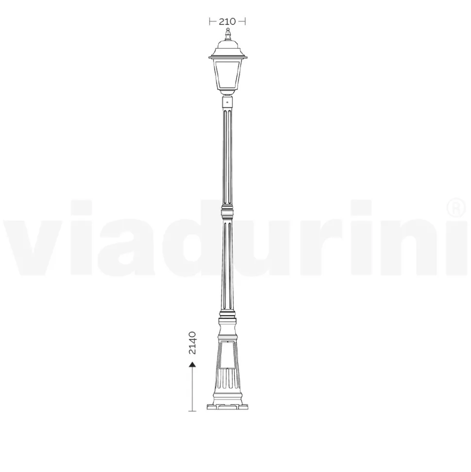 Lampione Alto 214 cm in Vetro e Alluminio Antracite Made in Italy - Scintilla