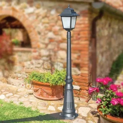 Lampione Alto 152 cm in Vetro e Alluminio Antracite Made in Italy - Scintilla