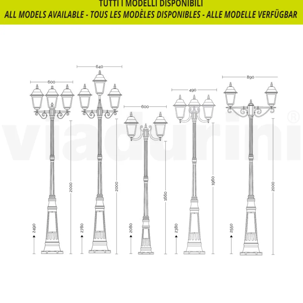 Lampione Alto 116 cm in Vetro e Alluminio Antracite Made in Italy - Scintilla