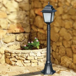 Lampione Alto 116 cm in Vetro e Alluminio Antracite Made in Italy - Scintilla
