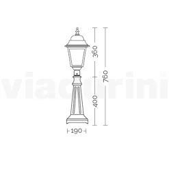 Lampione Alto 76 cm in Vetro e Alluminio Antracite Made in Italy - Scintilla
