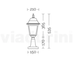 Lampione Alto 53,5 cm in Vetro e Alluminio Antracite Made in Italy - Scintilla